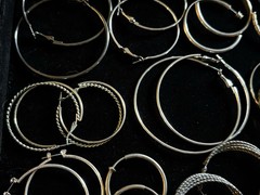 14 Pairs Assorted Vintage Hoop Earrings Various Sizes And Styles Silver Tone