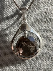 Vintage Sterling Silver & Smoky Quartz Necklace; Made in Israel; Beautiful!