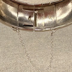 Vintage Bracelet Embossed Silver Tone Floral Repousse Safety Chain Size 6.5