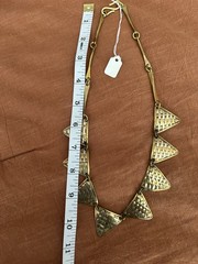 Vintage 80’s Brass Geometric Chocker Necklace Gold Tone