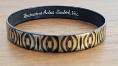 MCM STEINBOCK Austria Bangle Bracelet 24k Gold Overlay Black enamel signed