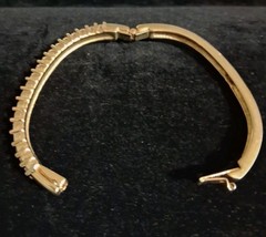 Swarovski Gold Tone Vintage Crystal Hinged Bangle Bracelet Side Closure