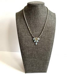 Vintage Lind Gal LG Blue Moonstone Rhinestone Parure Necklace Earring Set MCM
