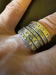 Art Deco Antique Eternity Band Diamond Ring Anniversary Wedding 18k white gold