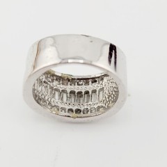Vtg Sz 8 Ring Wide Band Cocktail Cubic Zirconia Baguettes Fashion Jewelry