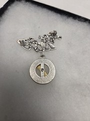 Vtg Danecraft silver gold tone “Just Say No” spinning arrow Pin