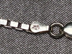 Vintage Italian 925 Fine Sterling Silver 2mm Box Chain 16″ Choker Necklace.
