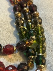 Beautiful Vintage Strung Glass Beaded Multicolor- 3 Strand 17.5in Necklace