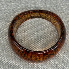 Vintage Lucite Bracelet Bangle Leopard Print Asymmetrical Size 7.5