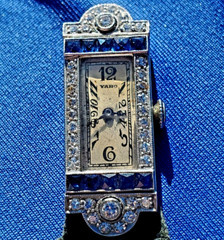 ORIGINAL Art Deco Raymond YARD Antique Diamond Sapphire Platinum Gatby era Watch