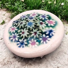 Porcelain Flower Brooch Hand-Painted Signed Artist Vintage Gardener Pin
