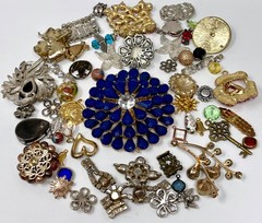 Lot Vintage & Modern Jewelry Parts Broken Repurpose Craft Rhinestones Harvest W