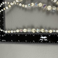 Vintage Beaded Necklace 3 Strand White Lucite AB Crystal Gold Fleck 15″