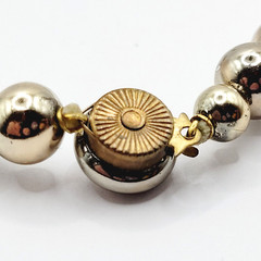 Choker Style Light Gold Tone Shiny Round Bead Vintage 1970s Necklace 15 Inch