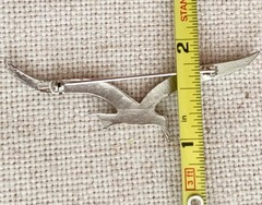 Vintage Minimalist Flying Seagull Brooch Pin Silver Tone 3″ Mid Century Modern