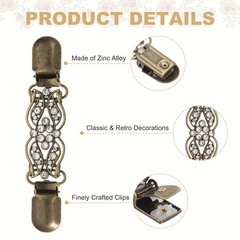 3Pcs Dress Clips Back Cinch, Sweater Clips (Ornate Floral, 3 Colors)