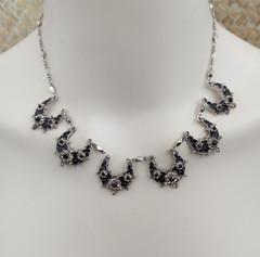 VTG VCLM Necklace Black Gothic Victorian Revival Statement Cocktail Romantic Box