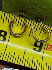 Vintage Solid 14kt Gold Earwire Gold Filled Hoop Earrings 0.66g NOS