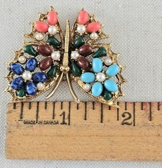 Vintage ART Brand Elegant Jeweled Butterfly Brooch Pin Gold Tone Jewelry 🦋