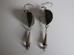 Vintage Rock Quartz Rutilated Sterling Silver Pierced Earrings
