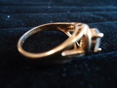 Vintage Women’s Size 7.5 18KT Yellow Gold Plated Cocktail Ring With Round White