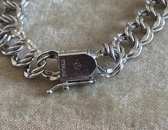 Vintage Marathon Co. Sterling Silver Double Curb Link Chain Charm Bracelet