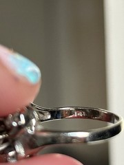 Vintage 14K White Gold Cocktail Ring with Diamonds (Size 5.25)