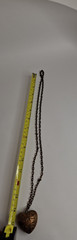 Vintage Puffy Heart Long Pendant Necklace Copper Retro Rockabilly Love Coquette