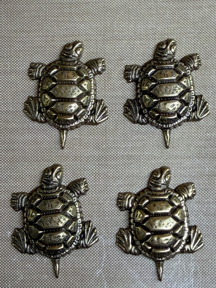 Vintage Brass Turtle Stampings 33mm High Relief Sea Turtle Jewelry Findings Lot