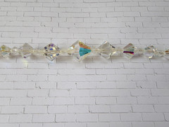 Vintage AB Aurora Borealis Crystal Bicone Bead Choker Necklace Jewelry
