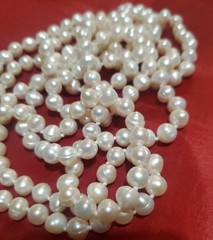 Vtg 64in Continuous Freshwater Pearl Necklace White Rope Strand Knotted 107g