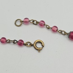 VTG Czech Style Pink Foil Glass Necklace Dangle Art Deco Bohemian 1920’s 16.5″