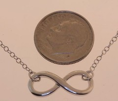 925 sterling silver infinity pendant link chain necklace adjustable 2.46g