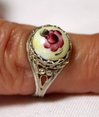 Vintage Russian Hand Painted Enamel Rings 3 Variation Finift Technique #85,86,90