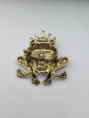 Vintage Frog Brooch Pin Green Rhinestone Eyes Gold Tone Animal Coat Scarf Gift N