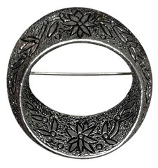 Vintage EMMONS Signed Flower Brushed Silver Tone Brooch Scarf Estate Pin Retro