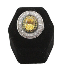 Contemporary Vermiel Sterling Silver Yellow CZ Ring Sz 5