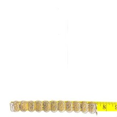Antique Sterling Art Deco Filigree Open Scroll Works Panel Link Bracelet 6 3/4