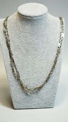 Art Deco German Silver Gustav Hauber Muff Guard Chain Necklace Bar Links Rivets