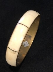 Large Vintage Sectioned Bone Horn Brass Bangle Bracelet INDIA