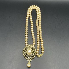 Victorian Style Statement Necklace Faux Pearl Removable Pendant Brooch *See pics