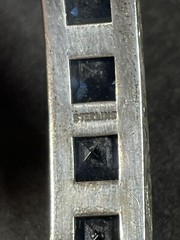 Art Deco Sapphire Color Blue & Sterling Bangle Bracelet