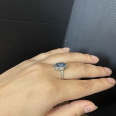 Sterling Silver Vintage Blue Topaz Art Deco Style Ring Size 6.5