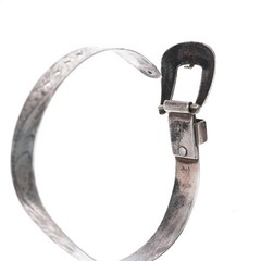 6.25″ Adjustable Fritch Bros 10k gold/Sterling silver hand engraved bangle brac