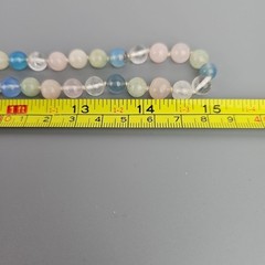 Pastel Gemstone Necklace Beaded Knotted Rose Quartz Jade Blue Glass 30in Vintage