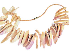 Vintage Purple and White Seashell Necklace 17” ~ From 1950’s to 1970’s eras