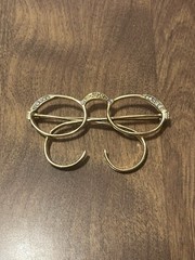 ⭐️ Vintage Gold Tone Rhinestone Eyeglasses Spectacles Glasses Brooch