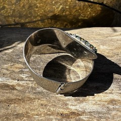 BARON ISRAEL Silver Tone Ribbed VTG Hollow Sculpted Cuff Bracelet Has Flaws