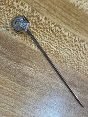 ANTIQUE ART DECO LADY’S 1/4 CT DIAMOND STICK PIN 18K WHITE GOLD GAL CERT EX COND