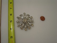 Big vintage rhinestone pin brooch 2.25″ diameter